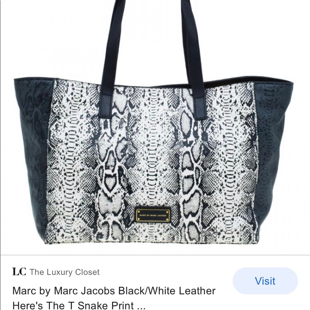 MARC JACOBS Snake print leather tote Soft leather